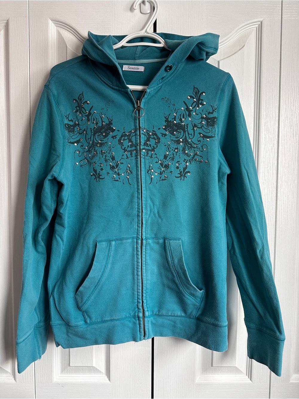 Women’s Snazzier Zip-Front Hoodie with Decorative Gemstone Detailing